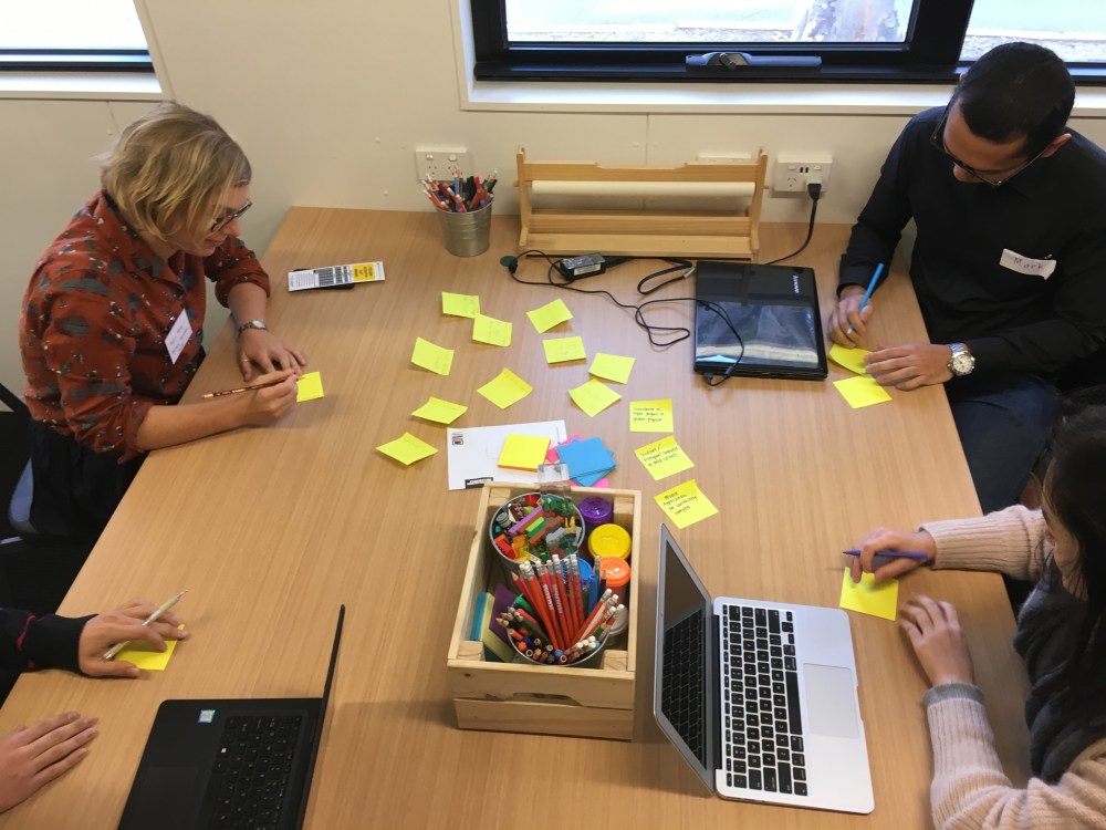 Students and stickynotes